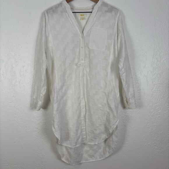 Maeve Anthropologie White Roberta Textured Henley Tunic Size Small - Picture 3 of 8